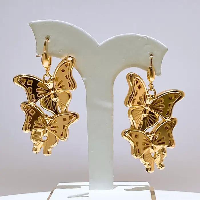 Les dernières boucles d'oreilles fantaisie en forme de papillon pour femmes, grandes boucles d'oreil