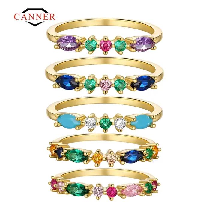 CANNER – bagues bleu ciel Turquoise violet en argent Sterling 925, plaqué or 18K, pour femmes et filles, bijoux fins, cadeaux
