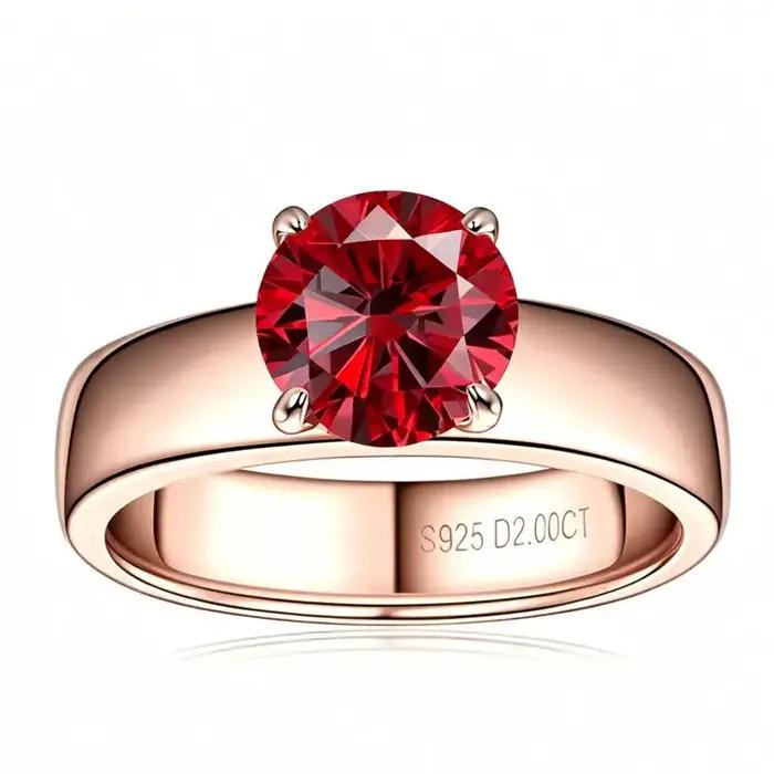 Bague solitaire en argent 925 avec moissanite taille ronde D VVS1