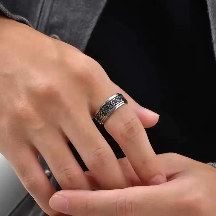 Bague Viking à Nœud Celtique et Runes pour Hommes