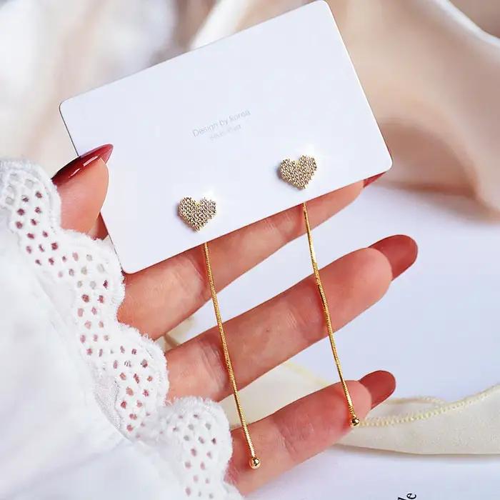 Boucles d'oreilles en or 14 carats pour femmes, Boucles d'oreilles longues, Micro-Encrspot. com, Acc