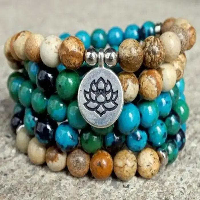 Bracelet de perles de malachite fait à la main bracelet à boutons de manchette pour hommes perle de prière du Ramadan méditation pour femmes cadeau de vacances usage quotidien