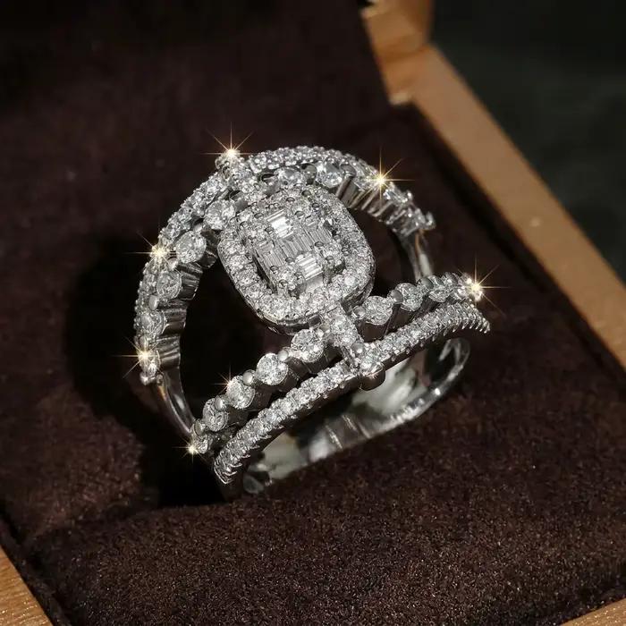 Bague en Cuivre Style Rococo Français Antique avec Zircon Cubique pour Femme
