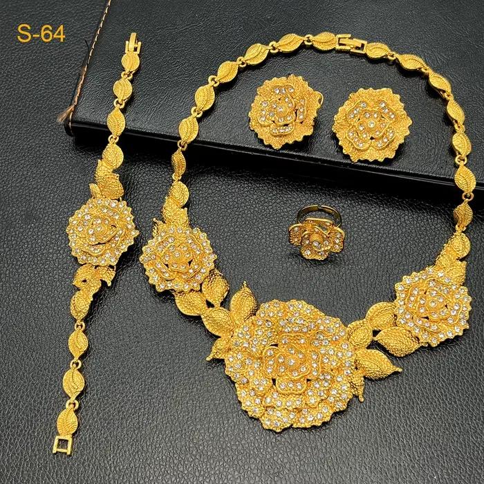 Ensemble de bijoux brésiliens plaqués or 24 carats pour femmes