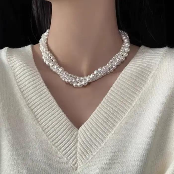 Collier de perles multicouches pour femmes, tour de cou élégant, bijoux de fête de mariage, cadeau d'anniversaire, 216.239.