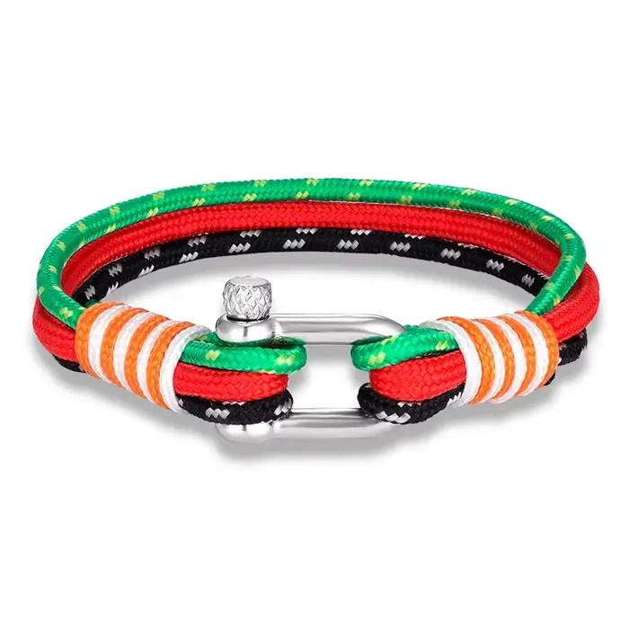 MKENDN – Bracelet de surfeur Boho fait à la main pour hommes et femmes, bijoux unisexe avec boucle de manille en acier inoxydable