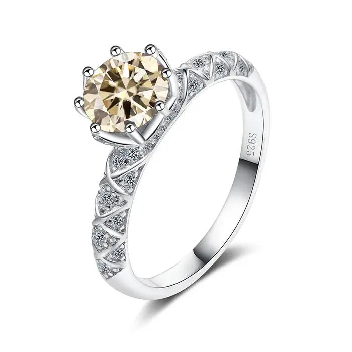 Bague Moissanite en Argent Sterling S925 pour Femmes Style Classique Pierres Précieuses en Couleurs Diverses Occasions Spéciales