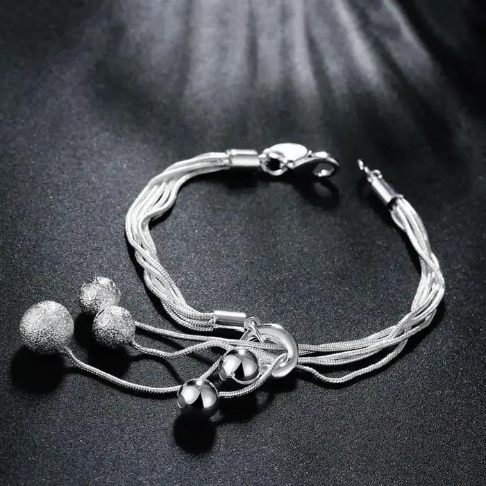 Marques populaires 925 glands en argent Sterling perles suspendues Bracelets collier boucle d'oreille ensemble de bijoux pour les femmes cadeaux de fête de mode
