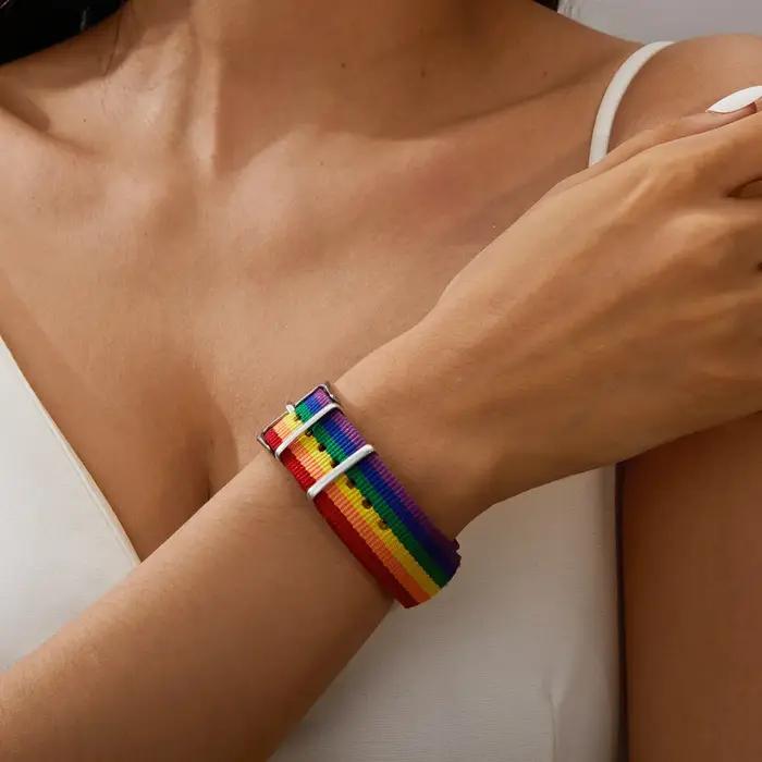Bracelet tressé arc-en-ciel pour femmes et hommes