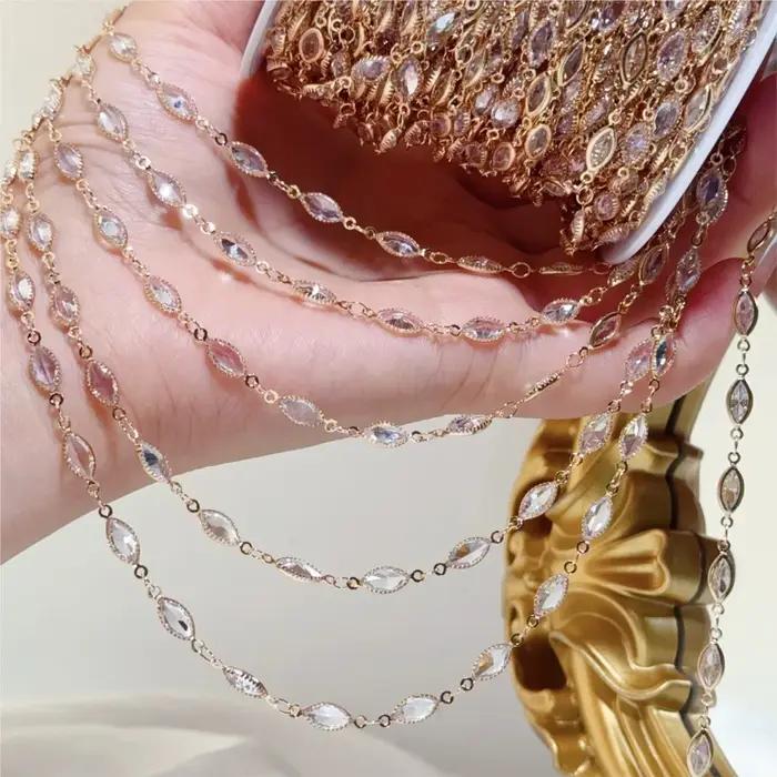 Chaîne Transparente en Laiton Plaquée Or 18 Carats Élégante Pour Création de Bijoux Colliers Bracelets Occasions Spéciales Femmes