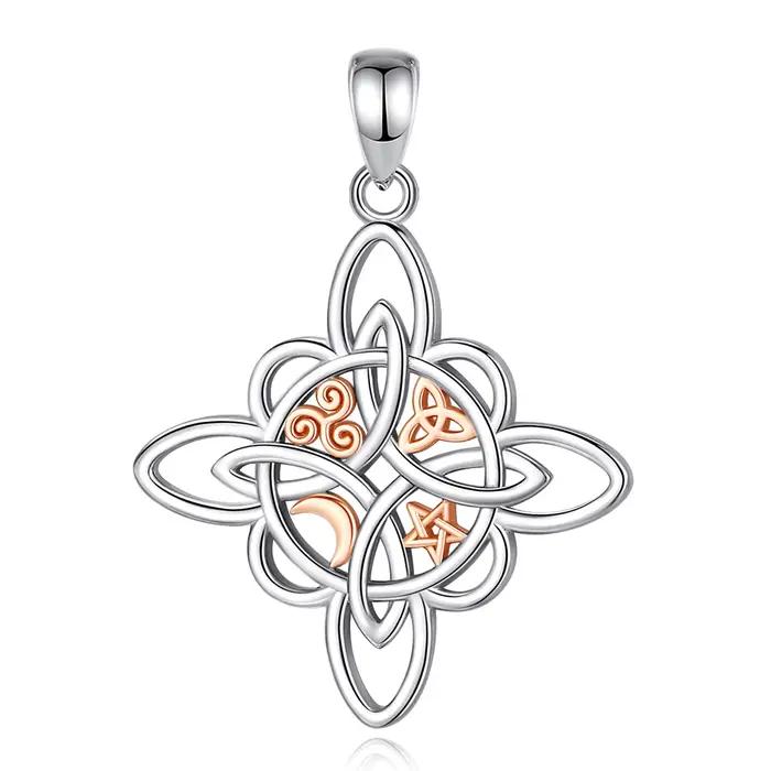 Eudora 925 argent Sterling noeud de sorcière collier sorcellerie noeud celtique étoile lune pendenti