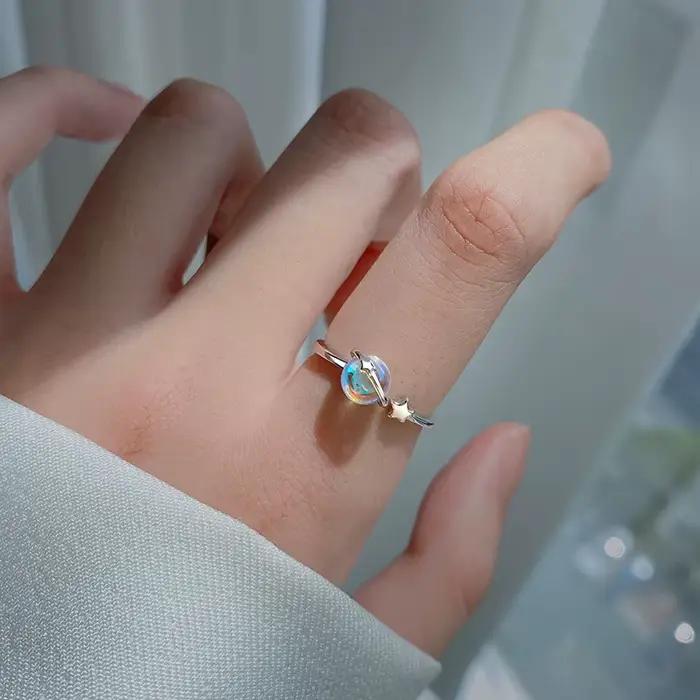 Nouvelles bagues rondes pour femme, motif œil de chat planétaire, style polyvalent, bague ouverte, accessoires de bijoux exquis pour fiançailles, cadeaux