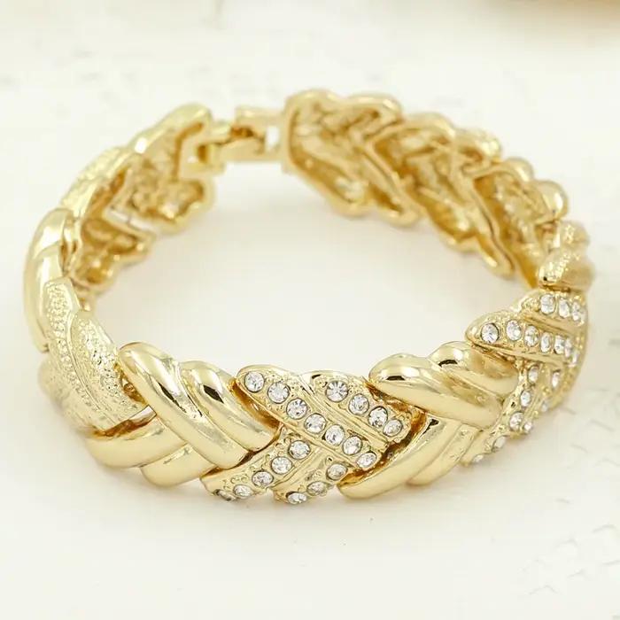 Mode mariée dubaï couleur or ensembles de bijoux pour femmes Costume collier boucles d'oreilles mariage nigérian