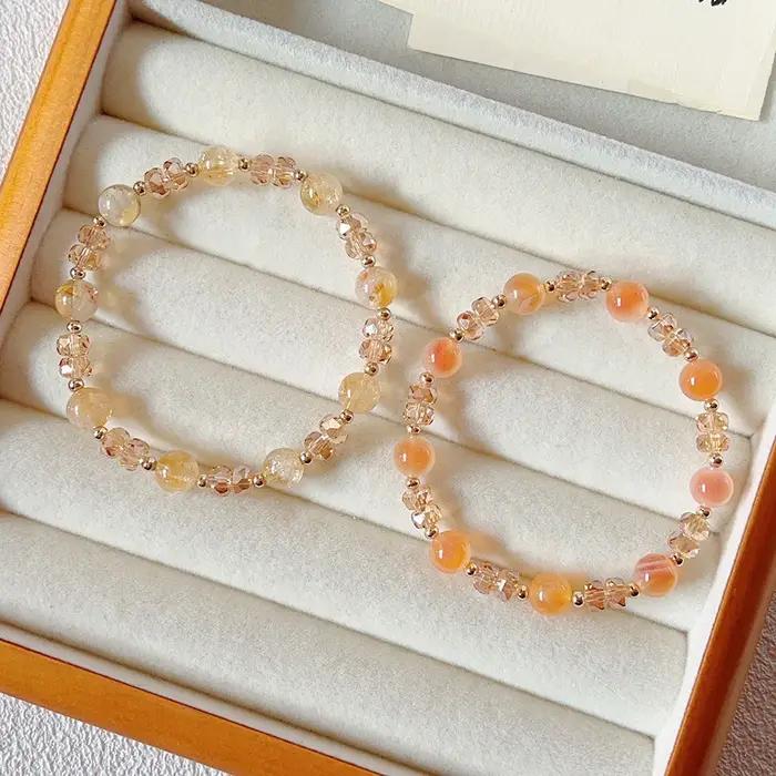 Bracelet en agate cœur naturelle couleur orange 2026 pour femme