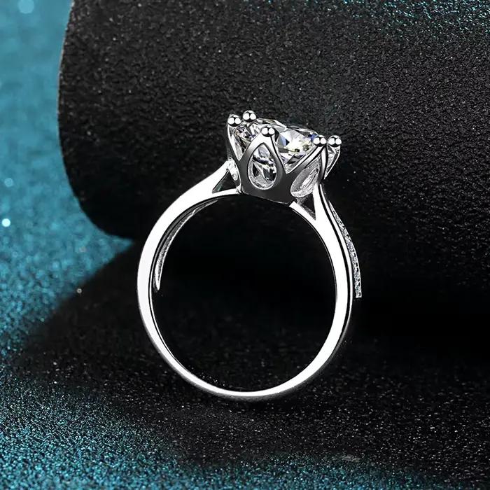 JoyceJelly – bague de luxe en argent Sterling S925, anneau en Moissanite de couleur D 3ct, Design classique à Six griffes, bijoux fins de mariage pour femmes