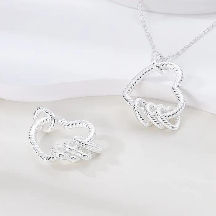 Collier pendentif en argent 925 serti de zirconium blanc avec forme de cœur et de papillon pour femmes bijoux d'anniversaire cadeau spécial