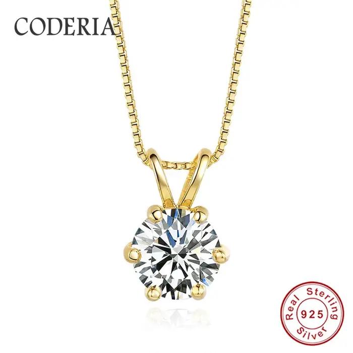 Collier pendentif Moissanite couleur D 1 Carat plaqué or 18 carats, chaîne en argent Sterling 925, b