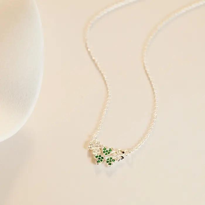 Collier trèfle à trois feuilles en argent Sterling 925 Original