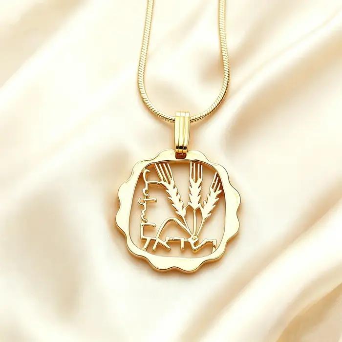 Amaxer – collier avec pendentif en forme de pièce de monnaie hébraïque pour femmes et hommes