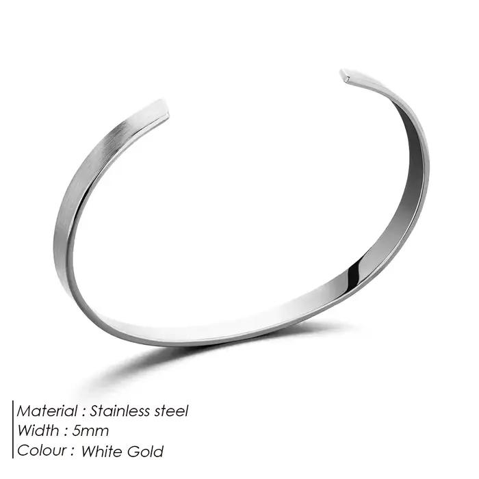 ELANDIS – Bracelet ouvert en acier inoxydable pour hommes, bijoux minimalistes, à la mode, en platine, cadeau de vacances populaire pour Couple