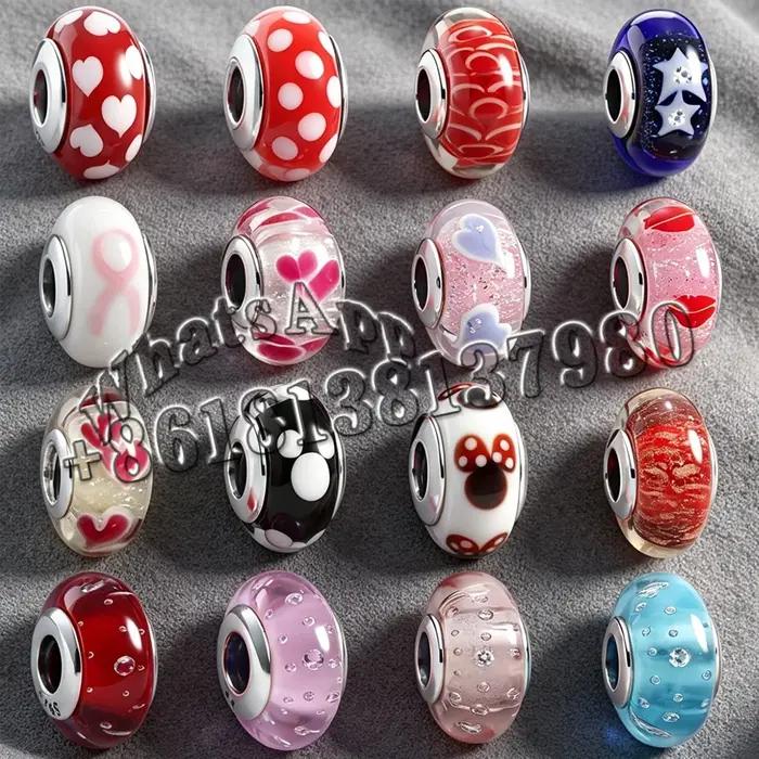 Le nouveau ensemble de bijoux en perles de verre en argent 925 avec bracelet original est un cadeau