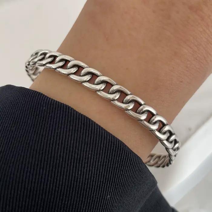 Bracelets creux en argent regardé 925 pour femmes, bijoux de fête, cadeau d'anniversaire, tendance, vintage, simple, rétro, accessoires