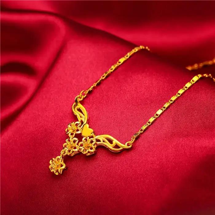 Colliers ras du cou avec pendentif multi-fleurs plaqué or jaune pour femmes