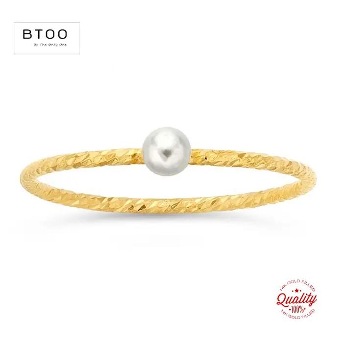 Bague en or 14K remplie de perles blanches boho élégante pour femmes occasions spéciales partis et mariages