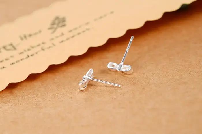 Boucles d'oreilles à nœud papillon en argent Sterling 100%