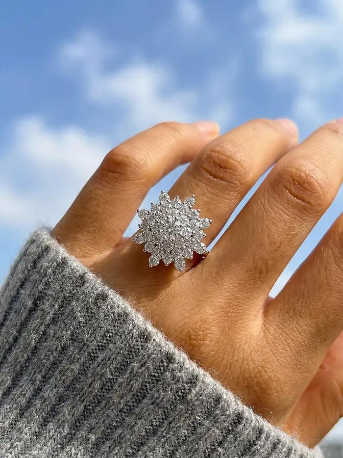 Bague en argent Sterling 925 pour femmes, magnifique anneau en Zircon brillant en forme de tournesol