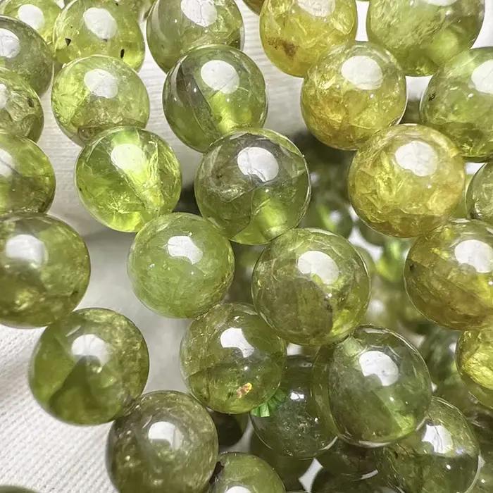 Bracelet rond lisse en péridot AAA 100% naturel