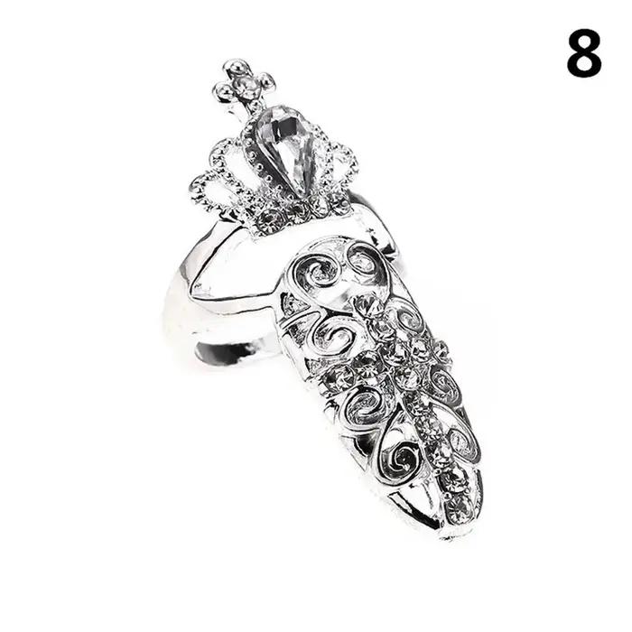 Bague à ongles en cristal et strass pour femmes, bijou à la mode, protection des doigts