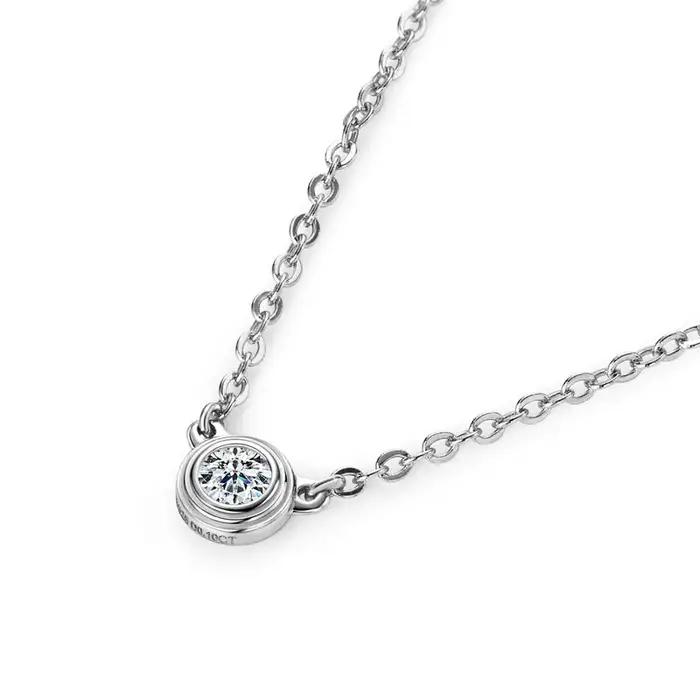 Collier Moissanite 3mm en Argent Sterling 925 Pendentif Unique pour Femmes Occasions Spéciales Colliers avec Chaîne O Blanc Gris Bleu Rouge
