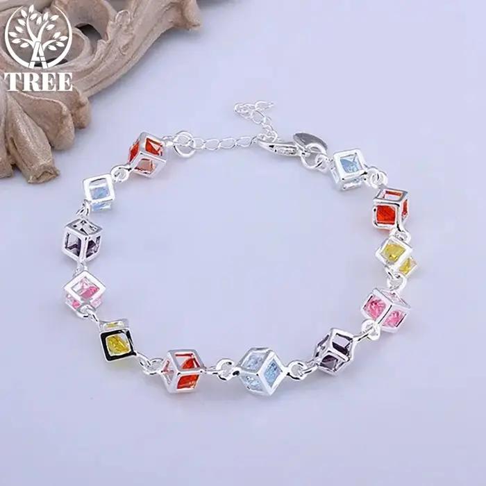 Bracelet en or 18 carats avec zircon coloré pour femme