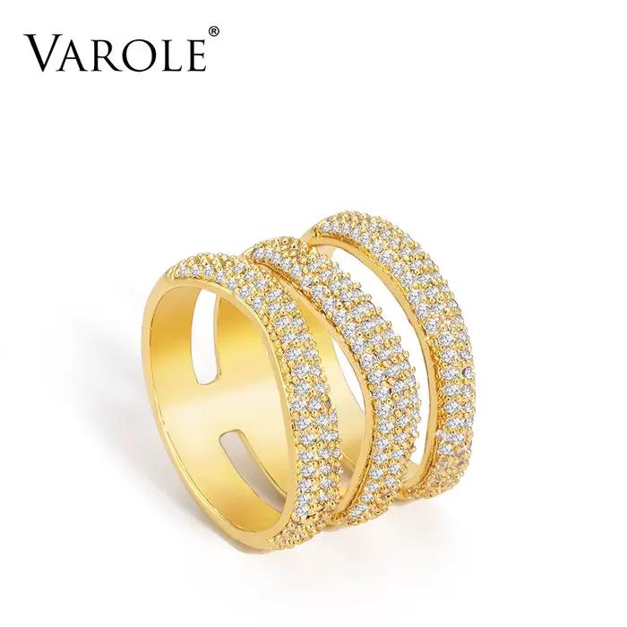 VAROLE-Bague en cristal à 3 couches pour femme, bijoux fantaisie, cadeaux pour amis, mignon, documen