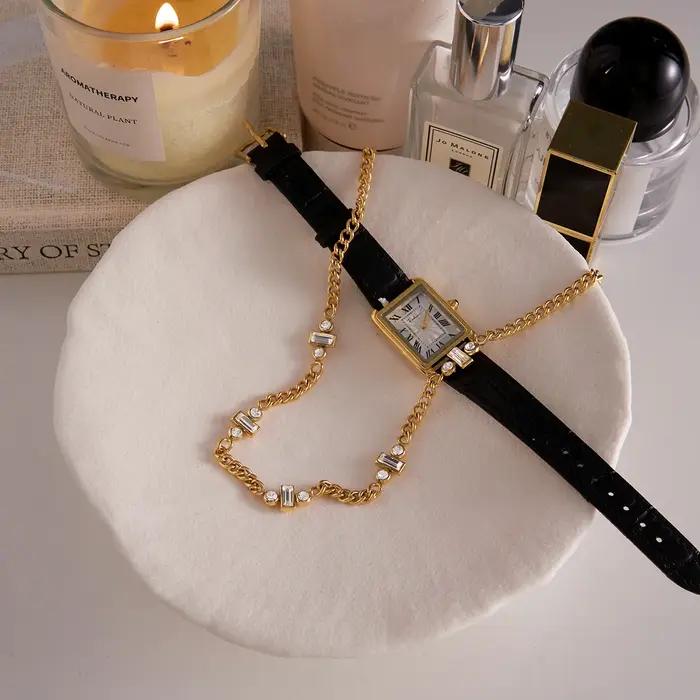 Uworld magnifique collier chaîne en Zircon incrusté pour femmes élégant porte-bonheur tour de cou bijoux de fête plaqué or couleur colliers cadeaux
