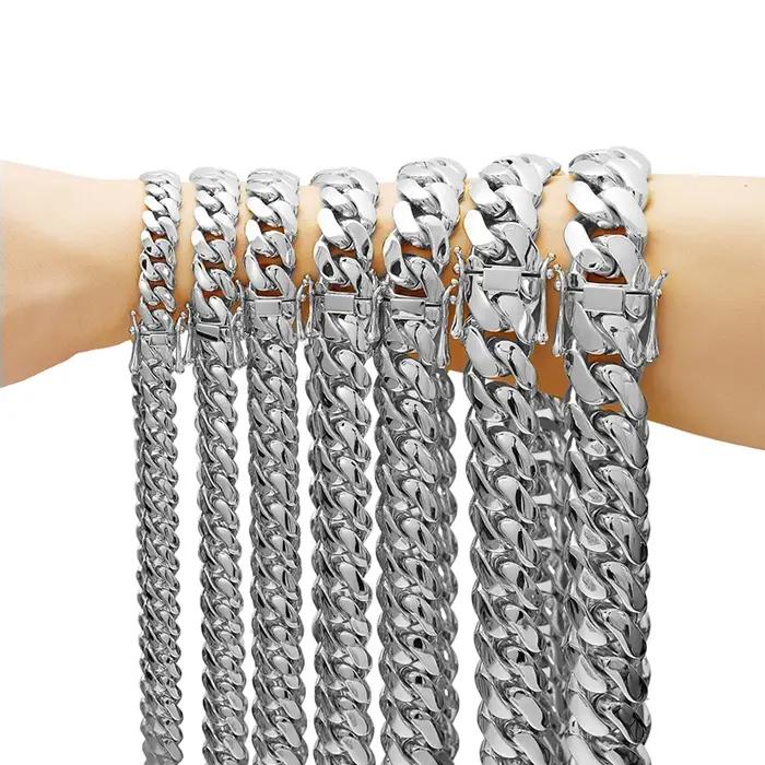 Hip Hop Bling couleur or acier inoxydable Dense cubain Miami lien chaîne colliers pour hommes rappeur bijoux livraison