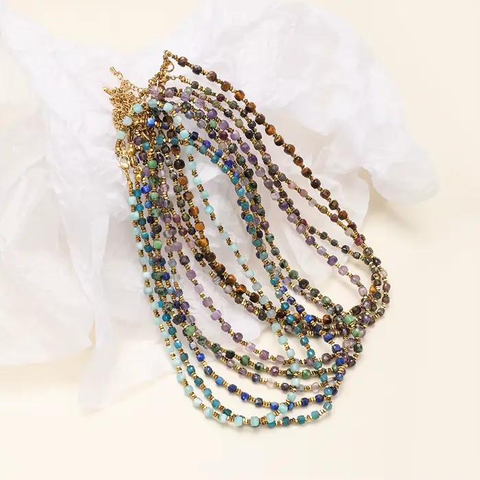 ZMZY 4MM pierre exquise Vintage pierre naturelle perles collier femmes empilées bijoux Boho bijoux cadeaux cou accessoires