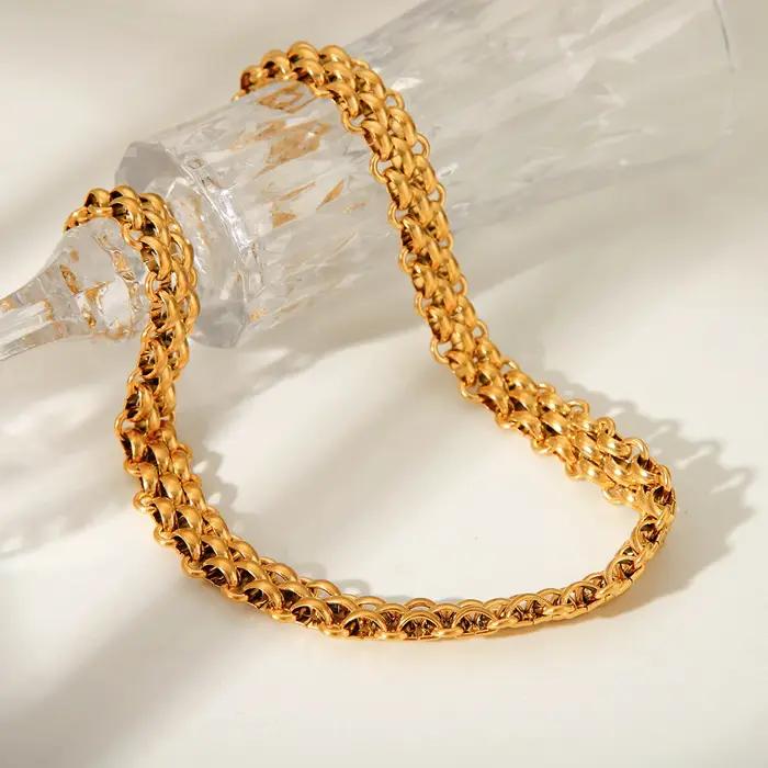 Collier chaîne massive plaqué or 18 carats style punk pour femmes et filles occasions spéciales été vacances parties