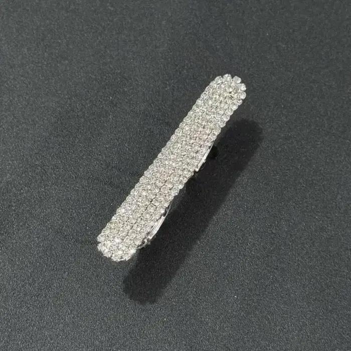 Bague longue pour femme, style mode, à deux doigts, faite à la main, accessoires de main, géométrique, strass de Dubaï, bagues ouvertes pour femme, pour soirée