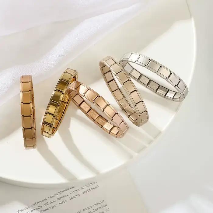 Bracelet à breloques italien pour femmes classique en acier inoxydable modules assemblés polyvalents pour différentes occasions spéciales