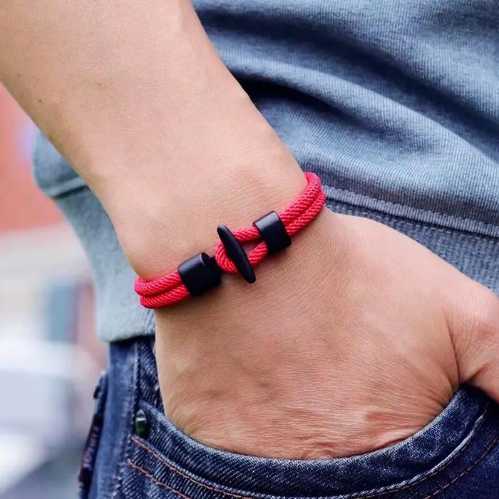 Bracelet homme minimaliste avec fil aventure en plein air alpinisme Braclet Hiphop Rock Pulseira Masculina petit ami cadeau Joias