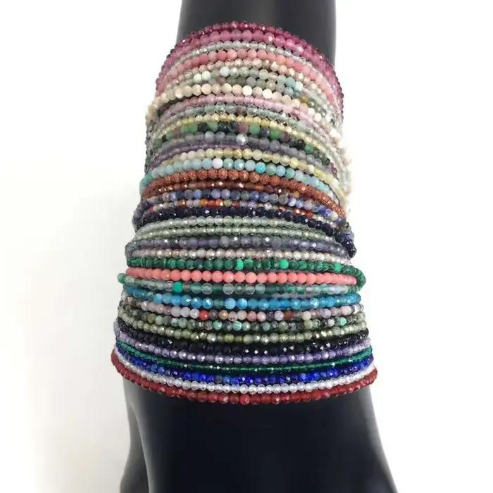 Ensemble de bracelets et colliers en pierre naturelle bohème Simple pour femmes