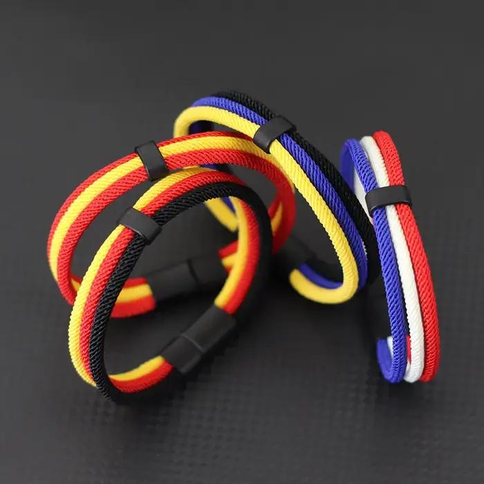 Bracelet couleur drapeau patriotique en nylon et alliage de zinc pour hommes occasions spéciales et cadeaux personnalisables
