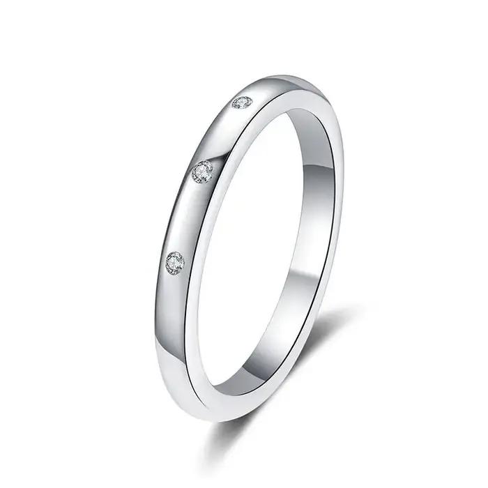 Bague en or blanc véritable pour femme | Bague d'éternité en moissanite 14K 18K pour fiançailles | T