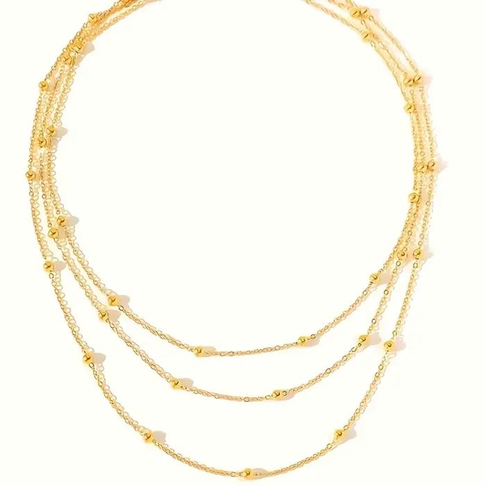 Collier bohème élégant en acier inoxydable avec perles rondes pour femmes occasions spéciales soirée chic style bureau carrière tendance