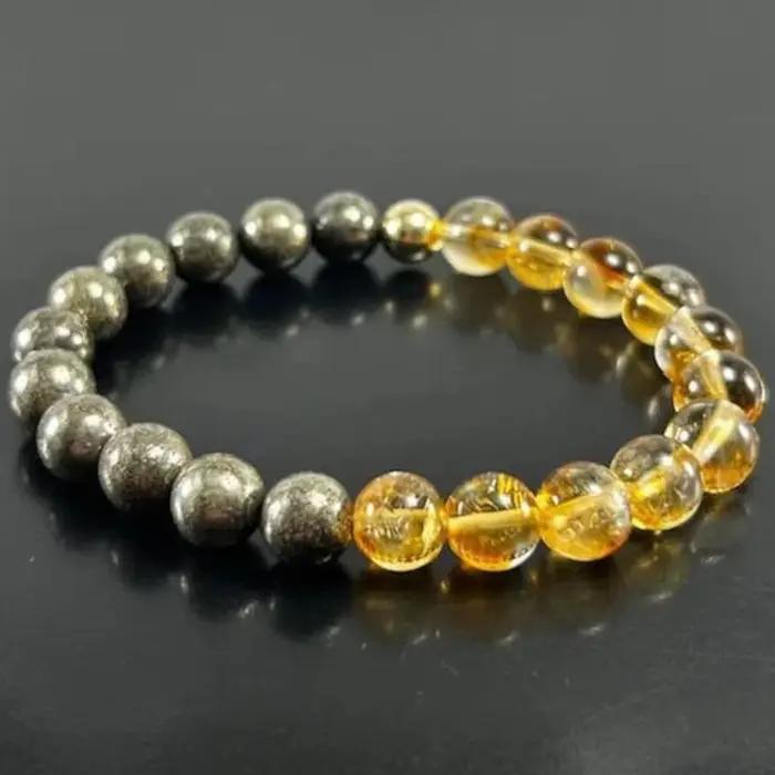Bracelet en pyrite citrine moderne unisexe bracelet de guérison avec animal de compagnie motif tracker de fitness pour hommes et femmes occasions spéciales