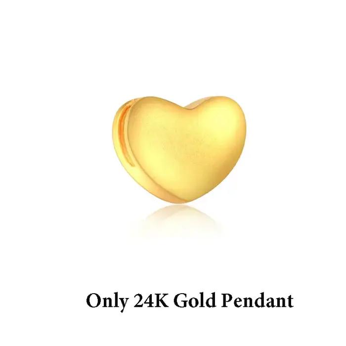 Collier avec pendentif en forme de cœur en or pur 24K 999, véritable or pour femmes, bijoux fins, ca