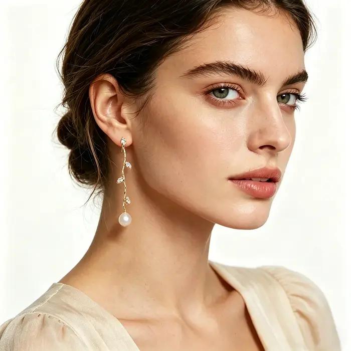 Boucles d'oreilles en perles d'eau douce cultivées plaquées or pour femmes, style classique, idéal pour les occasions spéciales, anniversaire, fête, blanc, rose, violet, gris, noir