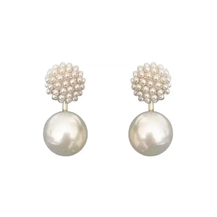 Boucles d'oreilles élégantes avec pendentif en perles suspendues au dos, bijoux Design sens, accessoires de mode coréenne, boucles d'oreilles douces pour filles